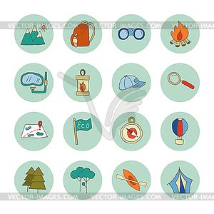 Set Of Ecotourism Icons Elements Vector Clipart