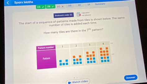 Solved Sparx Maths 2A 2B 2c 2D 2E 2F Summary Bookwork Code 2C Not