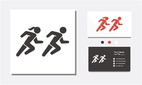 Hombre Y Mujer Corriendo Deporte Icono Vector Vector Premium