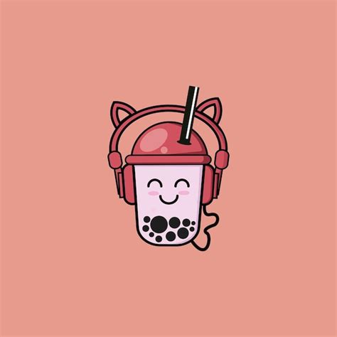 Premium Vector | Boba cute music icon design