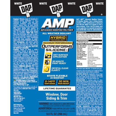 DAP AMP 9-oz Window and Door White Paintable Advanced Sealant Caulk 7079800760 at Lowes.com