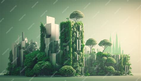 Premium AI Image | Futuristic green nature city abstract background ...