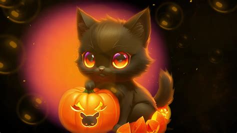 Halloween Cute Cat Wallpaper