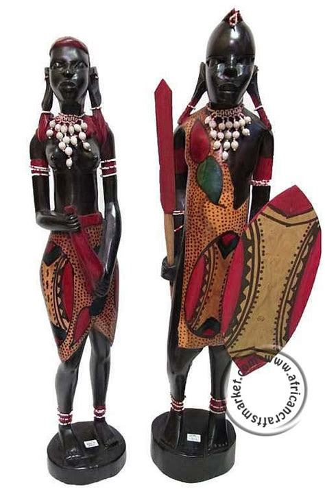 African Hand Carved Wooden Maasai Mare Couple