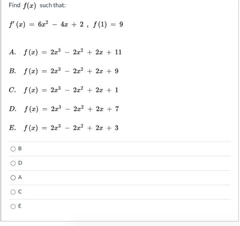 Solved Find F X Such That F 2 6x2 4x 2 F 1 9