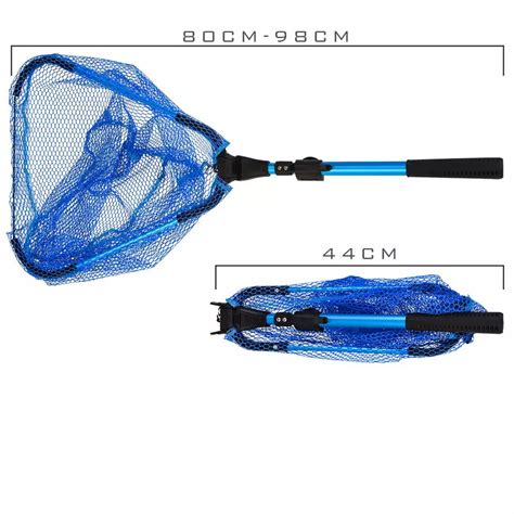 Leo Blue Section Shrink Triangle Dip Net Telescopic Aluminum Alloy