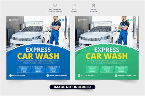 Premium Vector Car Washing Template Social Media Post Vector With