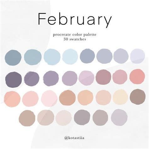 February Pastel Color Palette For Procreate 30 Swatches Etsy Canada