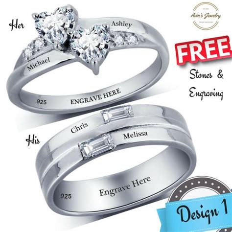 His And Her Promise Rings, Couples Promise Ring Set, Promise Rings For Couples, Personalized ...