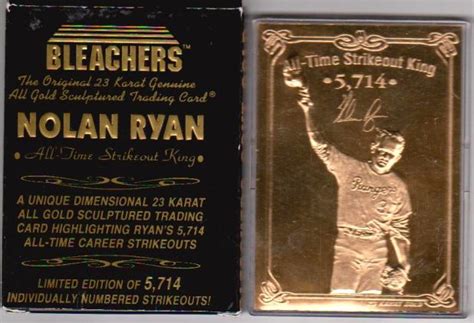 23 Kt Gold 1993 Bleachers Nolan Ryan Gold Card In Original Box