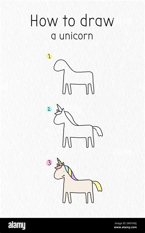 How To Draw A Unicorn Doodle Tutorial Vector Stock Vector Image And Art Alamy