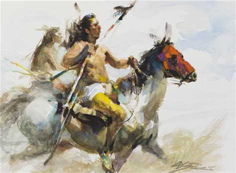 Native American Riding Horse Painting