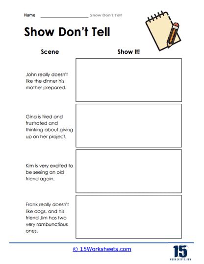 Show Don't Tell Worksheets - 15 Worksheets.com