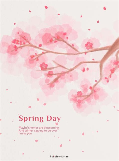 Bts Spring Day Print Poster Background Wallpaper Cherry Blossom Tree