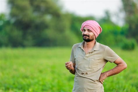 Premium Photo Maharashtra Look Farmer Happy Farmer Standing In Cwopea