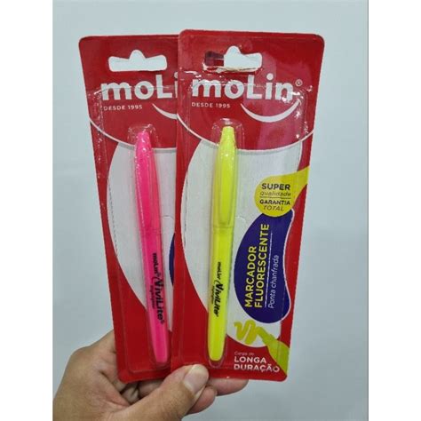 Marca De Texto Fluorescente Molin Cores Variadas Papelaria