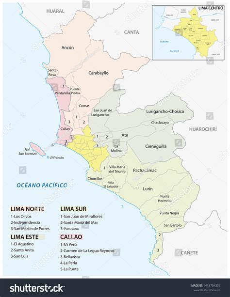 Lima Metropolitan Area Administrative Political Map Stock Illustration ...