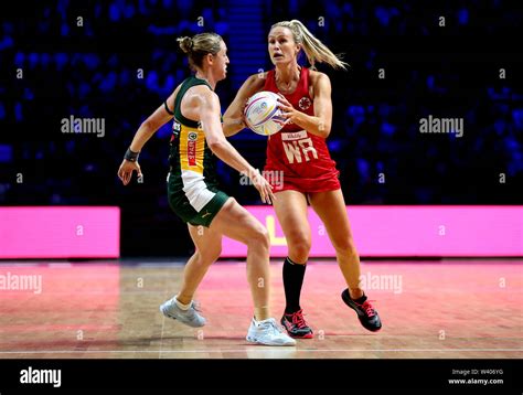 England's Chelsea Pitman (right) in action during the Netball World Cup ...