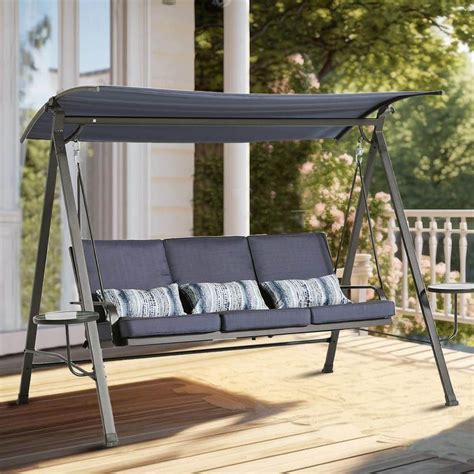 3 Seater Outdoor Metal Steel Patio Yard Swing Covered Porch Swing With
