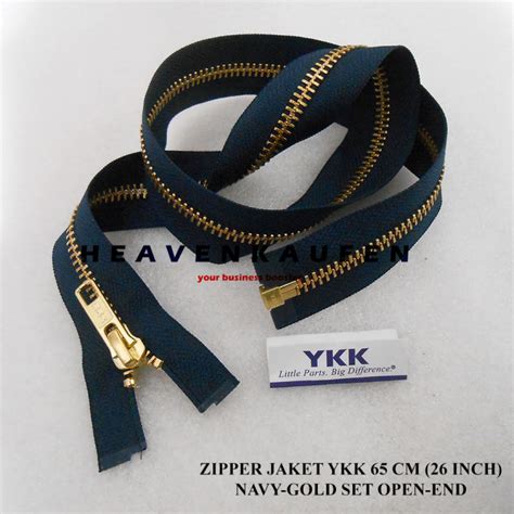 Resleting Zipper Jaket Ykk Cm Atau Inch Biru Navy Dongker Gold