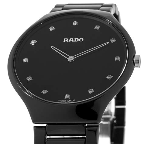 Rado True Thinline L Quartz Jubile Black Diamond Dial Ceramic Womens