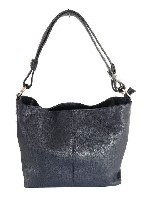 Italian Leather Navy Blue Bucket Bag Handbag Or Shoulder Bag With