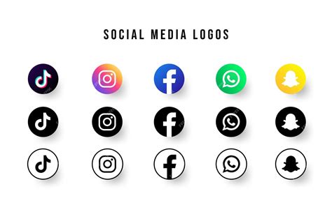 Premium Vector 3d Logos Of Tiktok Instagram Facebook Whatsapp And Snapchat