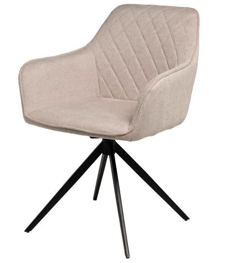 Chaise pivotante à 180º avec accoudoir tissu beige clair et pieds métal