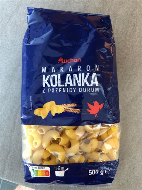 Makaron Kolanka z pszenicy durum Auchan kalorie kJ i wartości