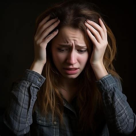 Premium Ai Image A Woman Holding Her Head In Her Hands