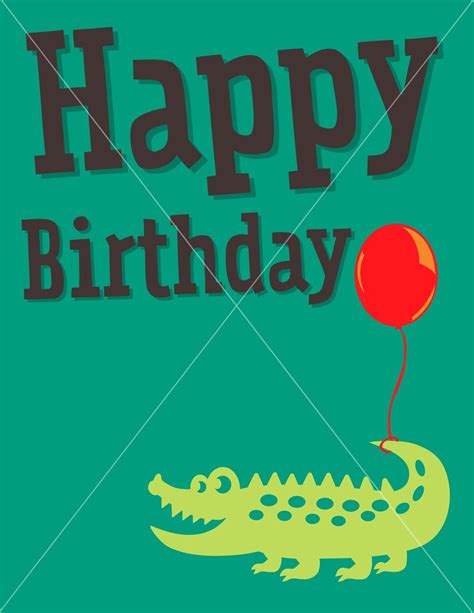 Alligator Birthday Greeting Card Vector Alligator Birthday - Etsy ...