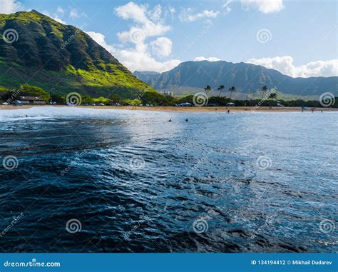 Aerial View Of Makaha Beach Stock Photo Image Of Peak Outdoor 134194412