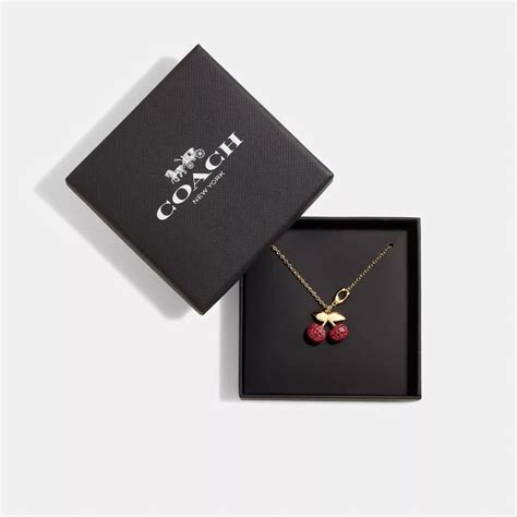 COACH Pavé Cherry Pendant Necklace