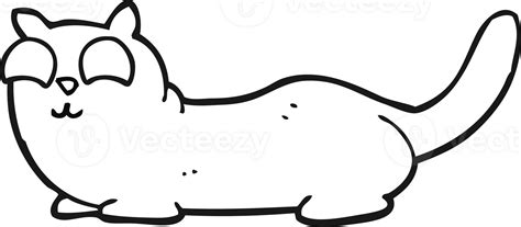 Drawn Black And White Cartoon Cat 45320677 Png