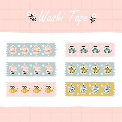 Premium Vector Cute Handdrawn Washi Tape Set
