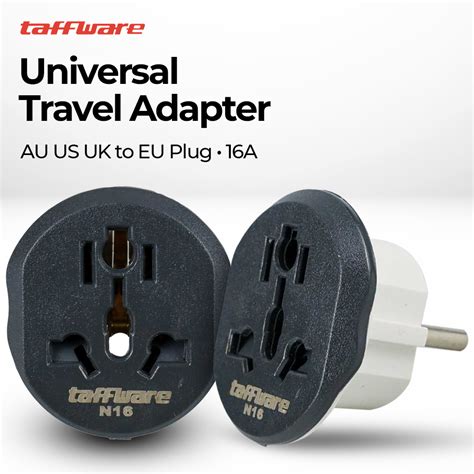 Taffware Loop Universal Travel Adapter AU US UK To EU Plug 16A N16