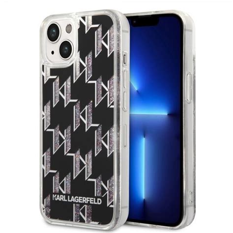 Karl Lagerfeld Iphone Plus Skal Liquid Glitter Monogram Svart