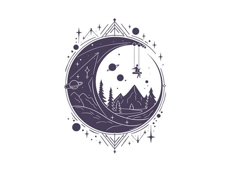 Swing On Celestial Moon Svg Silhouette Graphic By Phoenixvectorarts · Creative Fabrica