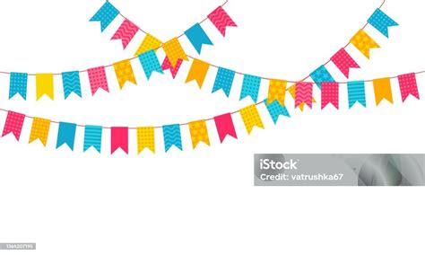 Colorful Bunting Flags Or Festive Garlands For Birthday Party