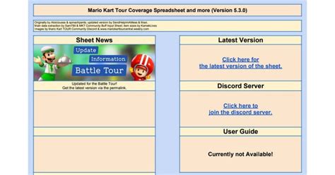 Mario Kart Tour Coverage Spreadsheet Updated For The Battle Tour Rmariokarttour