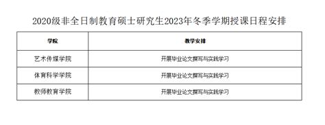 2020级非全日制教育硕士研究生2023年冬季学期授课日程安排 研究生处（党委研究生工作部）