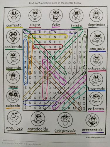 Inteligencia Emocional En El Colegio Sopa De Letras Para Ampliar Nuestro Vocabulario De Emociones