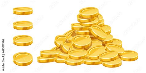 Gold Coins Cash Money Heap Isolated On White Transparent Background