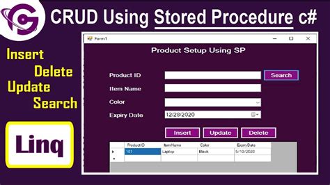 CRUD In C With SQL Using Stored Procedure Insert Delete Update