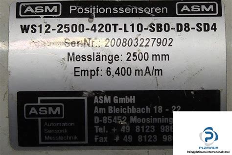 Asm Ws T L Sb D Sd Position Sensor Platinum International