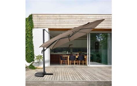 Parasol déporté 3x3 m carré taupe MWH