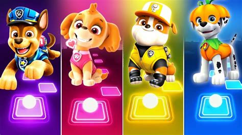 Marshall 🆚 Chase 🆚 Rubble 🆚 Rocky Paw Patrol Coffin Dance Tiles Hop