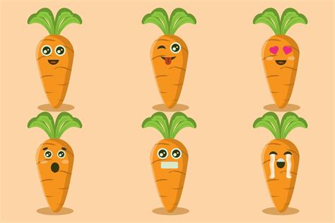 Carrot Character With Various Emotions 11438100 Vector Art At Vecteezy