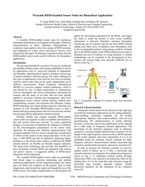 Pdf Wearable Rfidenabled Sensor Nodes For Biomedical Tentzeris Ece