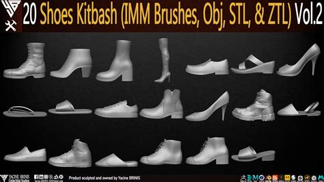 ArtStation - 20 Shoes Kitbash (IMM Brush, Obj, STL, & ZTL) Vol 02 | Resources